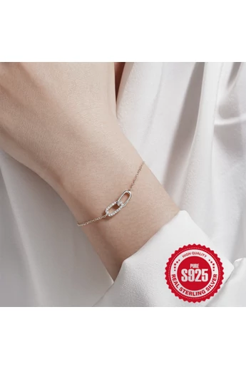  Elegancka bransoletka ze srebra S925 ozdobiona cyrkoniami 5A