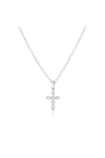  Srebrny miedziany łańcuszek z krzyżem, długość 40+5 cm