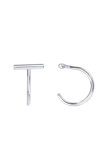  Minimalistyczne kolczyki z miedzi pokrytej 14-karatowym białym złotem. Nowoczesny i elegancki design.