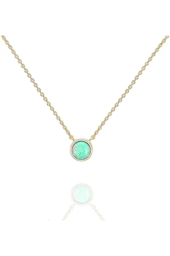  Elegancki złoty łańcuszek ze stali nierdzewnej z okrągłą zawieszką opalową 40 cm + przedłużka 5 cm