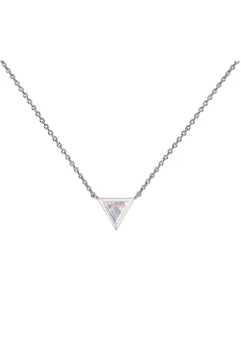 Elegancki łańcuszek ze stali nierdzewnej z trójkątną zawieszką z wysokiej jakości opalem, platerowany 18-karatowym złotem metodą galwaniczną