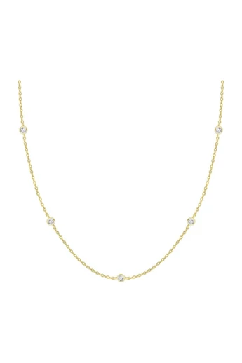  Delikatny naszyjnik z miedzi platerowanej 18-karatowym złotem, zdobiony kryształami, długość 40 cm + przedłużka 5 cm