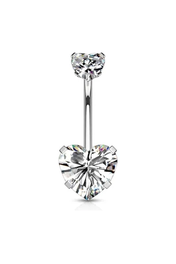  Kolczyk do pępka ze stali nierdzewnej 316L z cyrkonią w kształcie serca