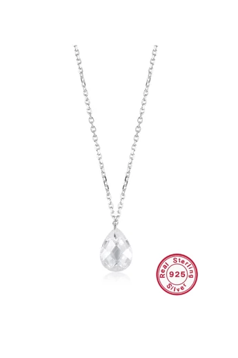  Łańcuszek ze srebra próby 925 z przezroczystą zawieszką o długości 40+5 cm