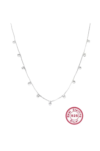  Łańcuszek ze srebra próby 925 z przezroczystymi kryształkami, długość 40 cm + przedłużka 5 cm