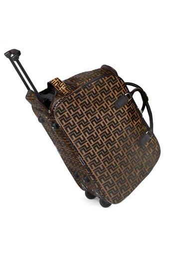  Ciemnobrązowa wzorzysta torba podróżna na kółkach 55*38*29 cm