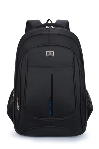  Wytrzymały plecak z tkaniny Oxford z przegrodą na laptopa 15 cali, czarny z niebieskim wykończeniem, 49*31*13 cm