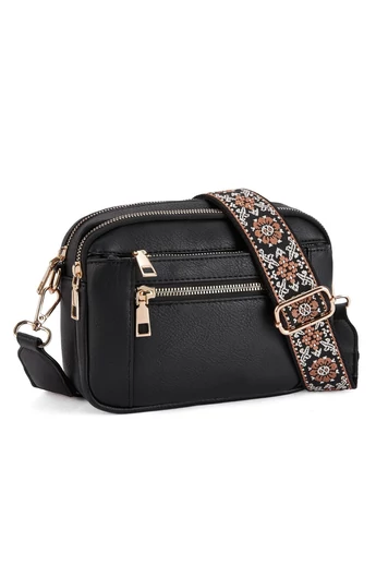  Czarna torebka na ramię z regulowanym paskiem PU 20*15,6*5,1 cm Bonulo