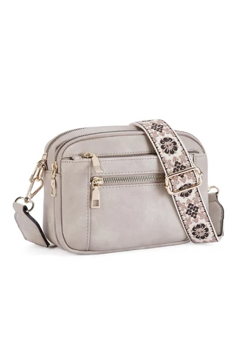  Kremowa torebka na ramię z regulowanym paskiem PU 20*15,6*5,1 cm Bonulo