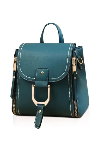  Plecak 2w1 na ramię dla kobiet, kompaktowy, PU, ciemnozielony, 21*21*13 cm