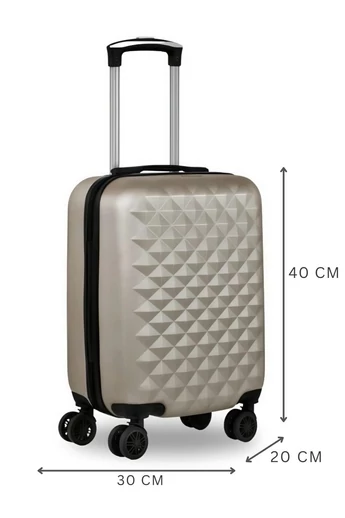 Walizka kabinowa Bonluo szampańska Wizz Air Ryanair 40×30×20 cm twarda odpinane koła