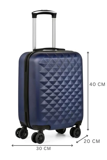 Walizka kabinowa Bonluo ciemnoniebieska Wizz Air Ryanair 40×30×20 cm twarda odpinane koła