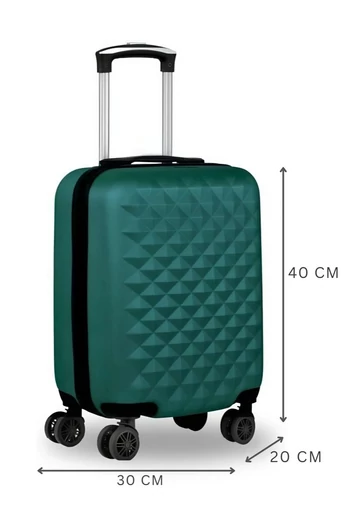 Walizka kabinowa Bonluo ciemnozielona Wizz Air Ryanair 40×30×20 cm twarda odpinane koła