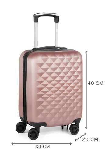 Walizka kabinowa Bonluo rosegold Wizz Air Ryanair 40×30×20 cm twarda odpinane koła