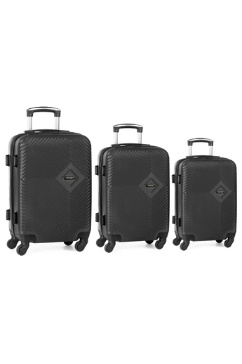  Czarny zestaw walizek z twardego tworzywa ABS z zamkiem TSA