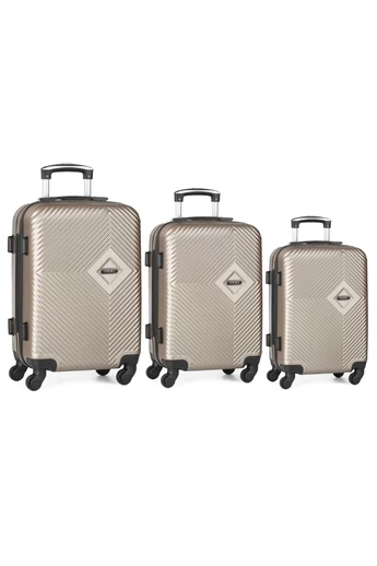 Zestaw na kółkach ABS z twardymi ściankami, szampan z kodem TSA