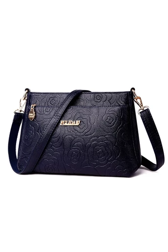  Torebka typu crossbody Bonluo z ciemnoniebieskiej skóry ekologicznej ze wzorem, rozmiar średni (19*29*13 cm)