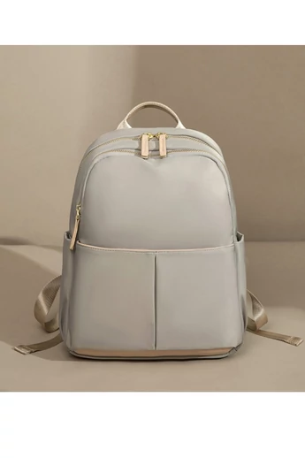  Damski wodoodporny plecak poliestrowy o dużej pojemności, jasnoszary, 33*28*11 cm