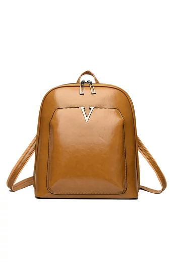  Elegancki żółty plecak z PU o nowoczesnym wzornictwie z praktycznymi przegródkami 29*12*34 cm