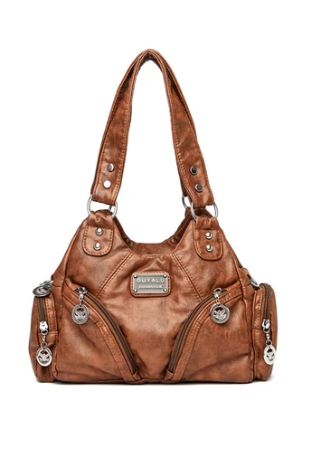 Brązowa torebka z PU i torba na ramię z podwójnymi uchwytami i wieloma przegródkami 29*11*22 cm