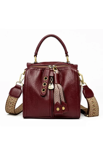 Czerwona torba na ramię z PU z wieloma przegródkami 19*13*19 cm