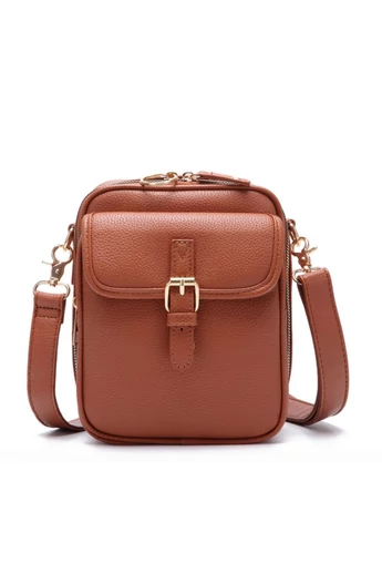  Brązowa torba na ramię z PU o kompaktowej konstrukcji i praktycznych przegródkach, 20*8*17 cm